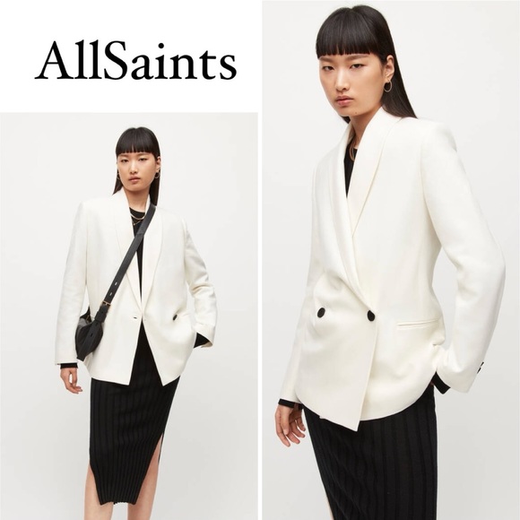 AllSaints ~ Lalia Wool-Cashmere Blend Blazer in off white - Picture 1 of 10
